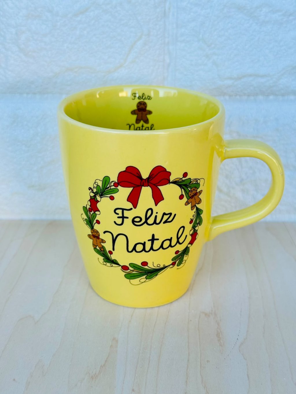 Caneca Sublime Amarela Natal Guirlanda