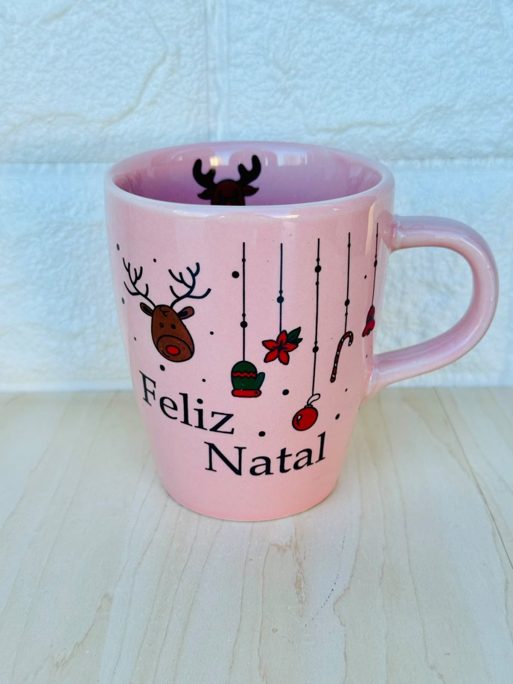 Caneca Sublime Rosa Natal Penduricalho