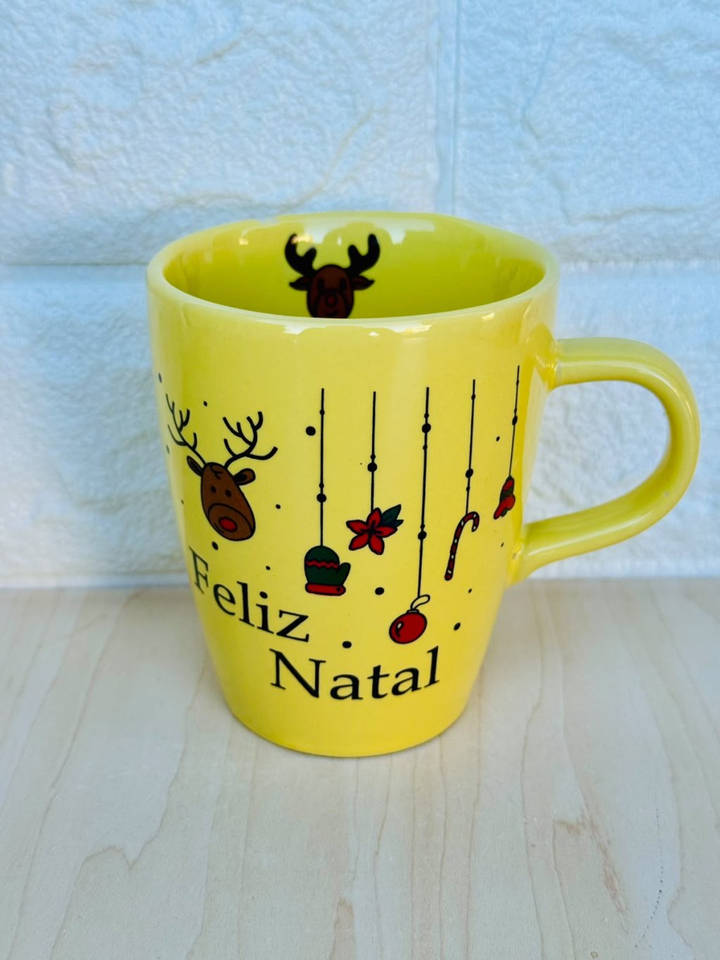Caneca Sublime Amarela Natal Penduricalho