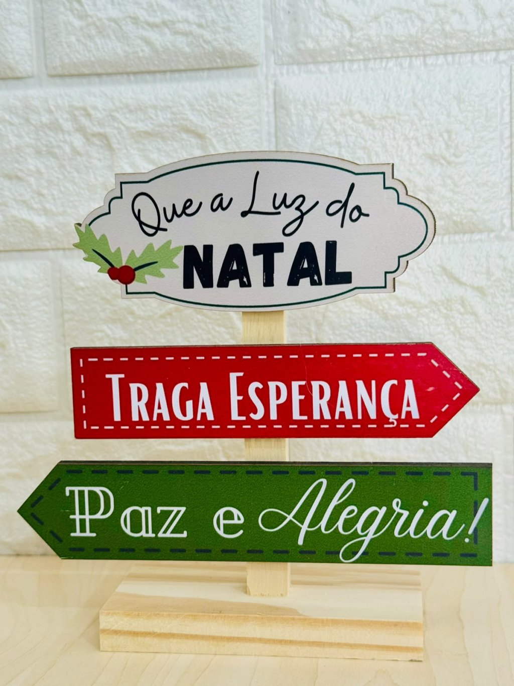 Placa de Mesa Base Retangular Que a Luz do Natal