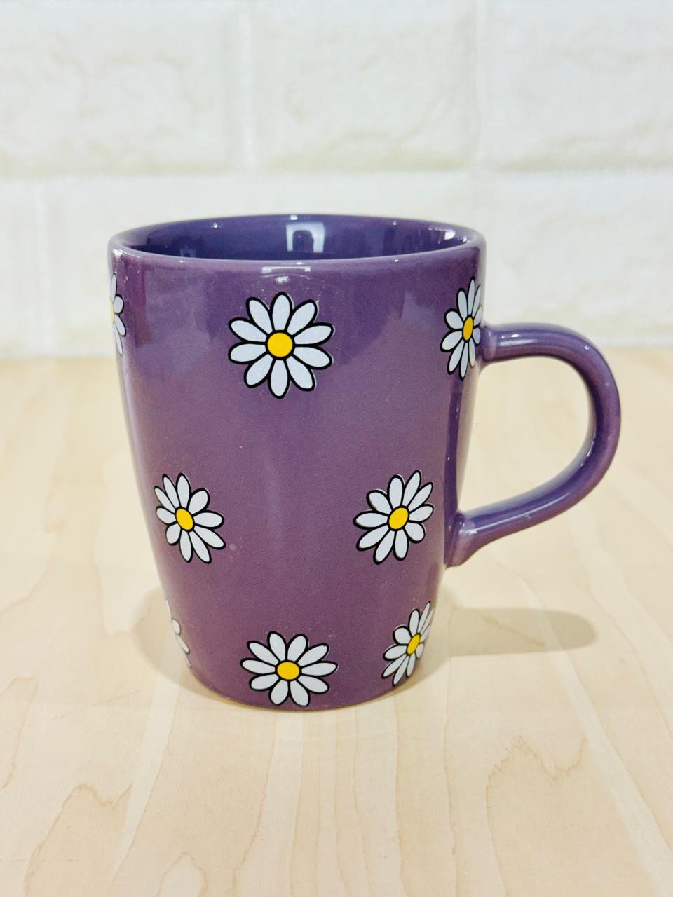 Caneca Sublime Roxa Só Margaridas Branca