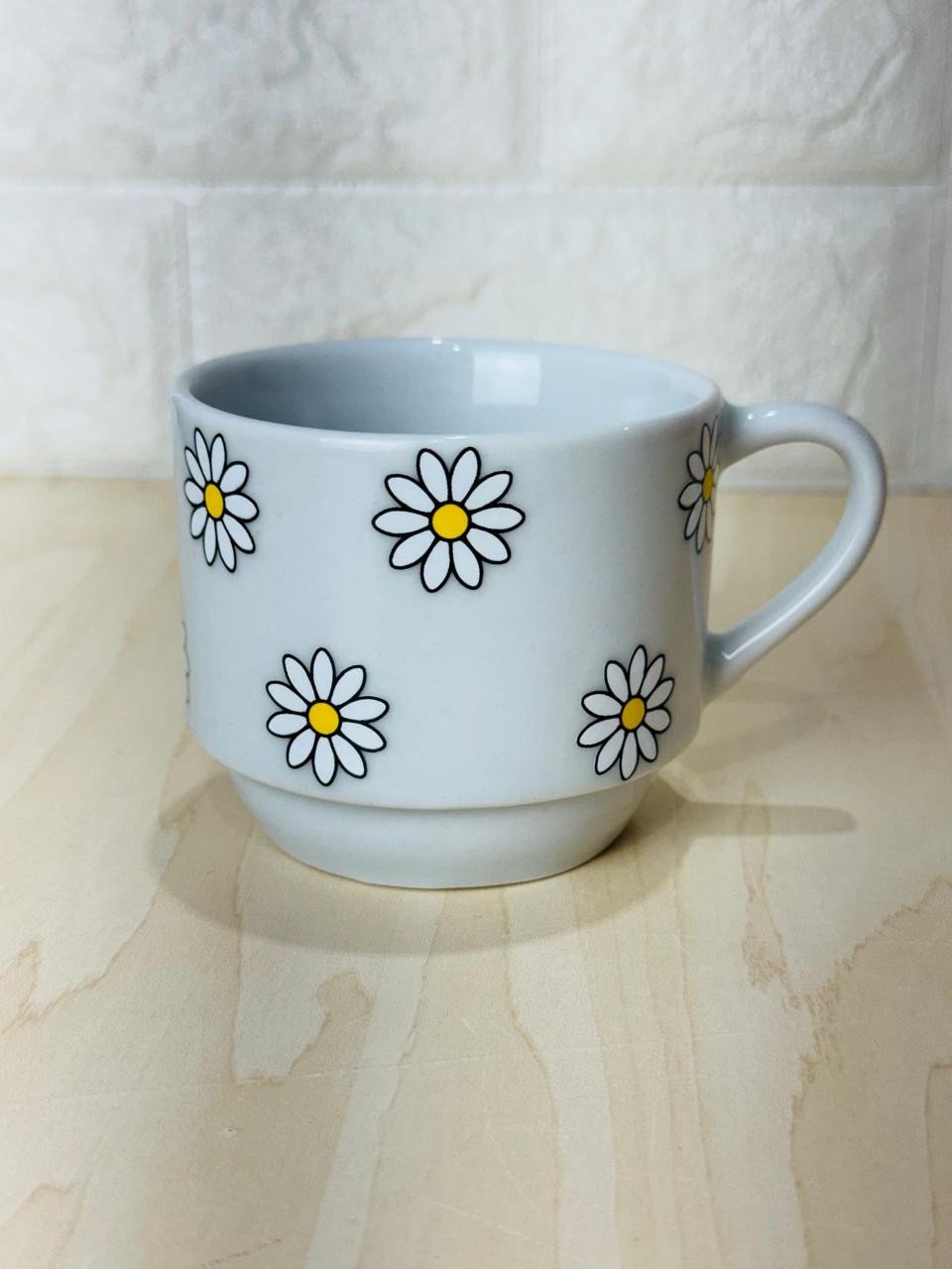 Caneca Empilhável Branca Só Margaridas Branca