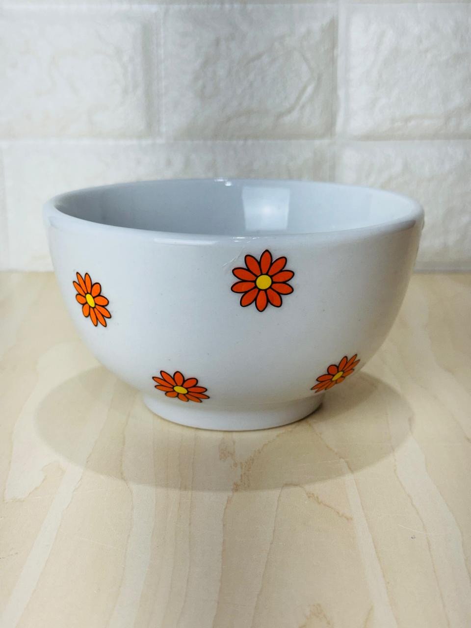 Bowl Branco Só Margaridas Laranja