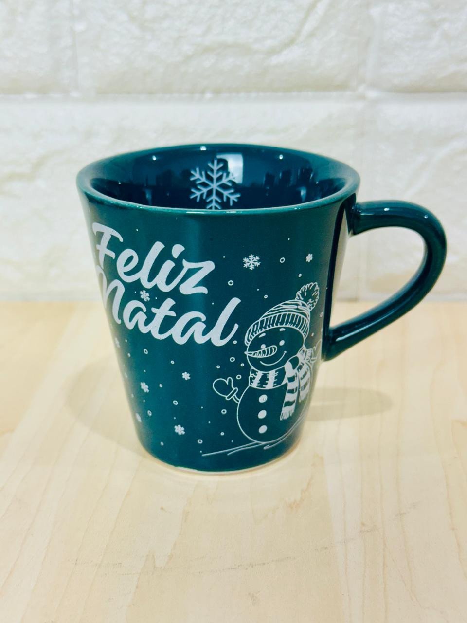 Xícara Verde Boneco de Neve