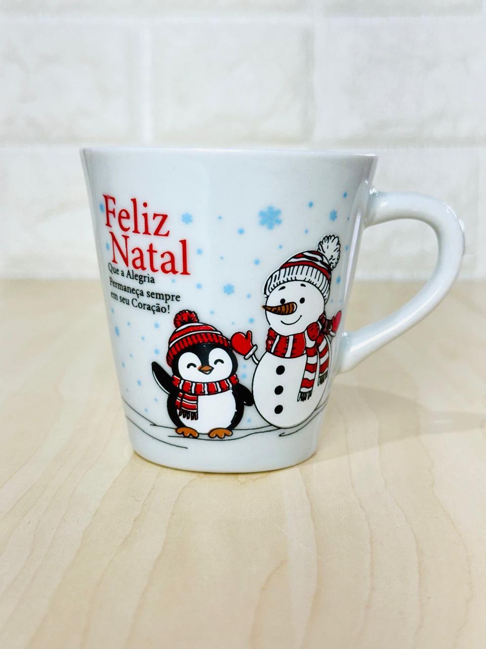 Xícara Branca Boneco de Neve