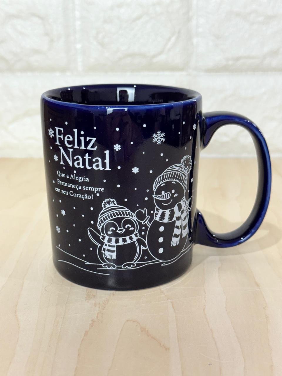 Caneca Aurora Azul Boneco de Neve