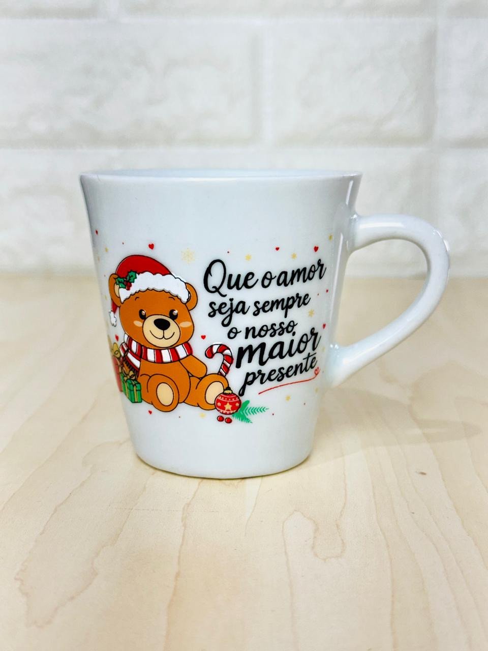 Xícara Branca Feliz Natal Urso
