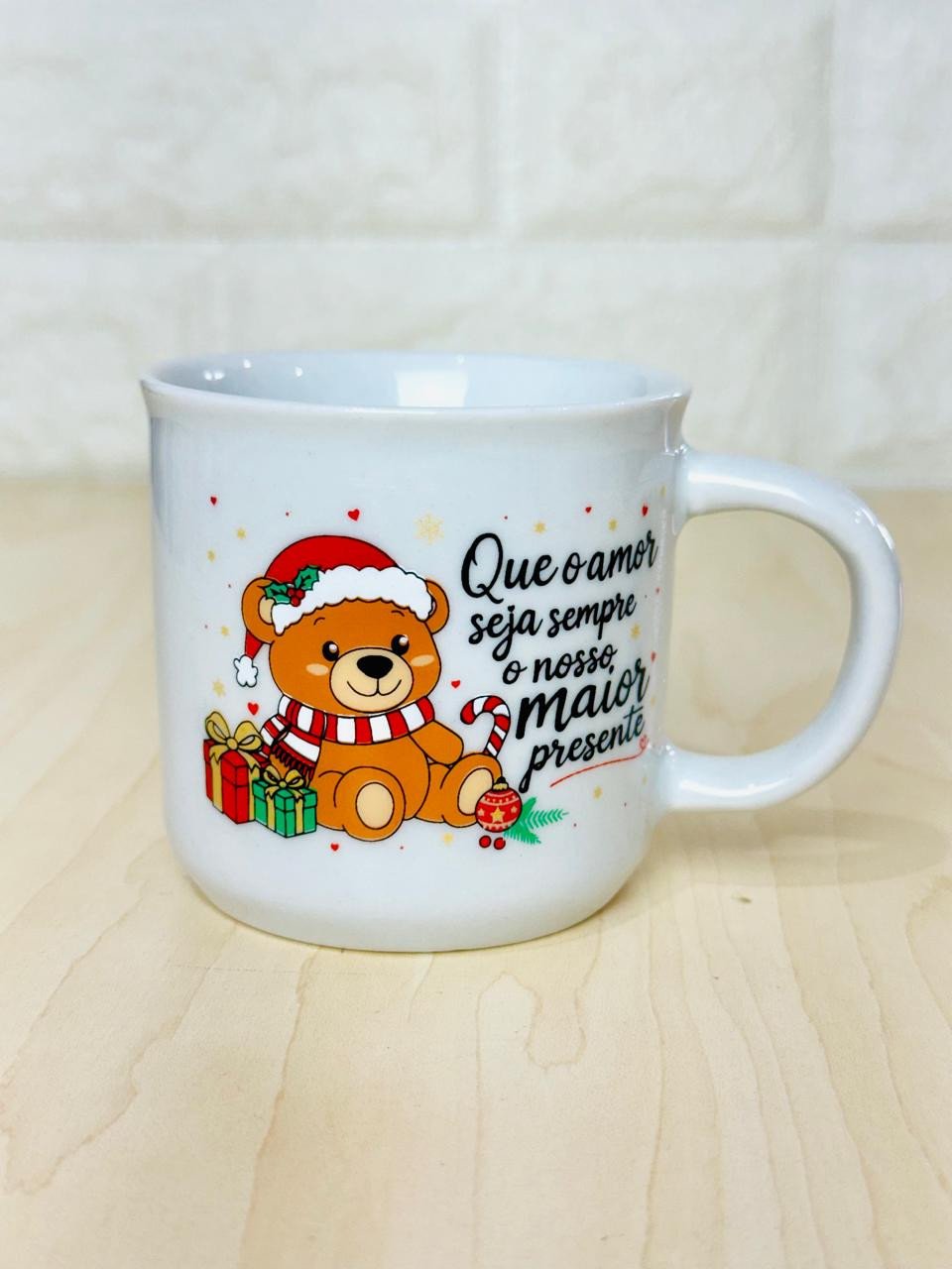 Caneca Ágatha Branca Feliz Natal Urso