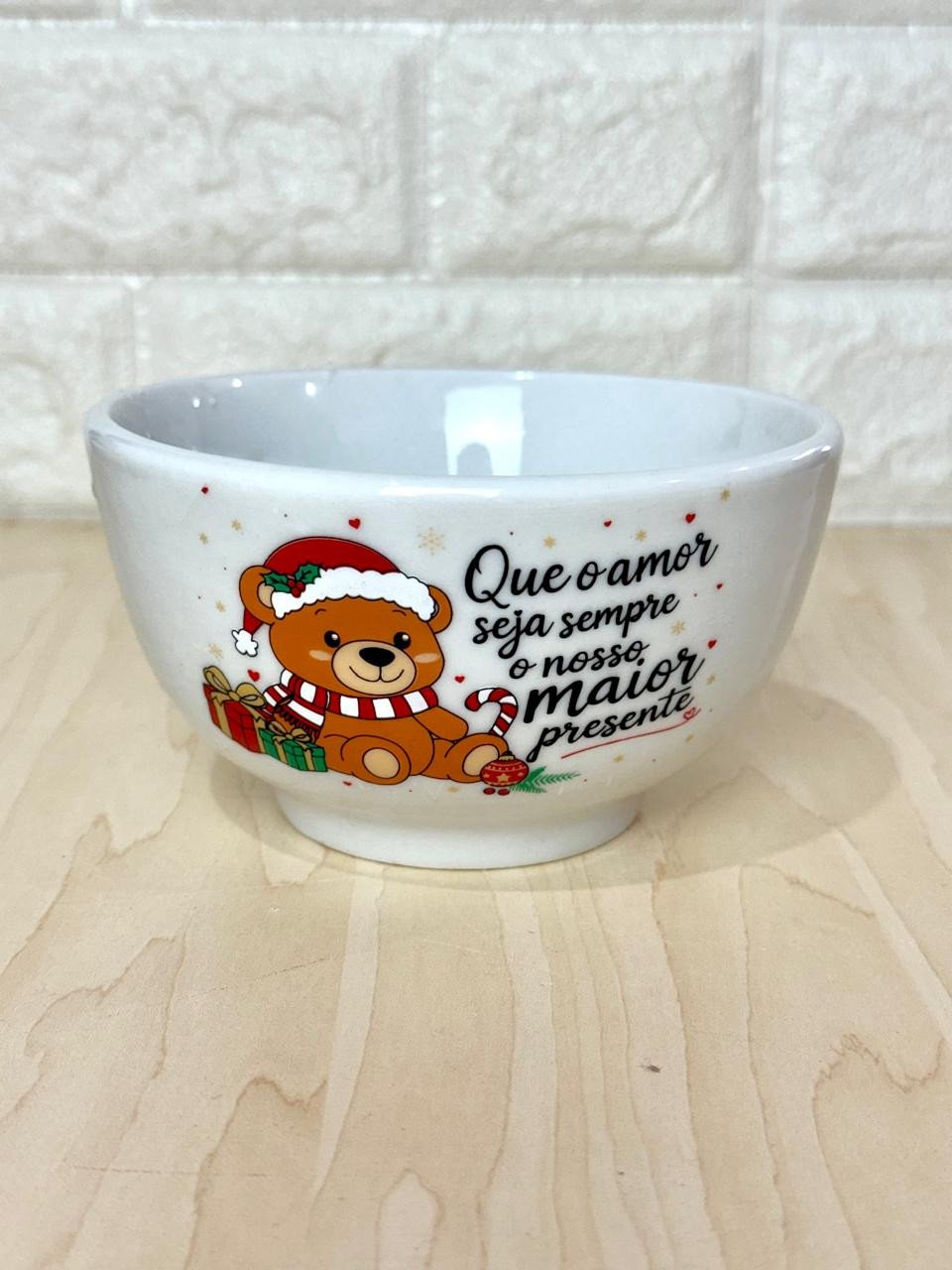 Bowl Branco Feliz Natal Urso