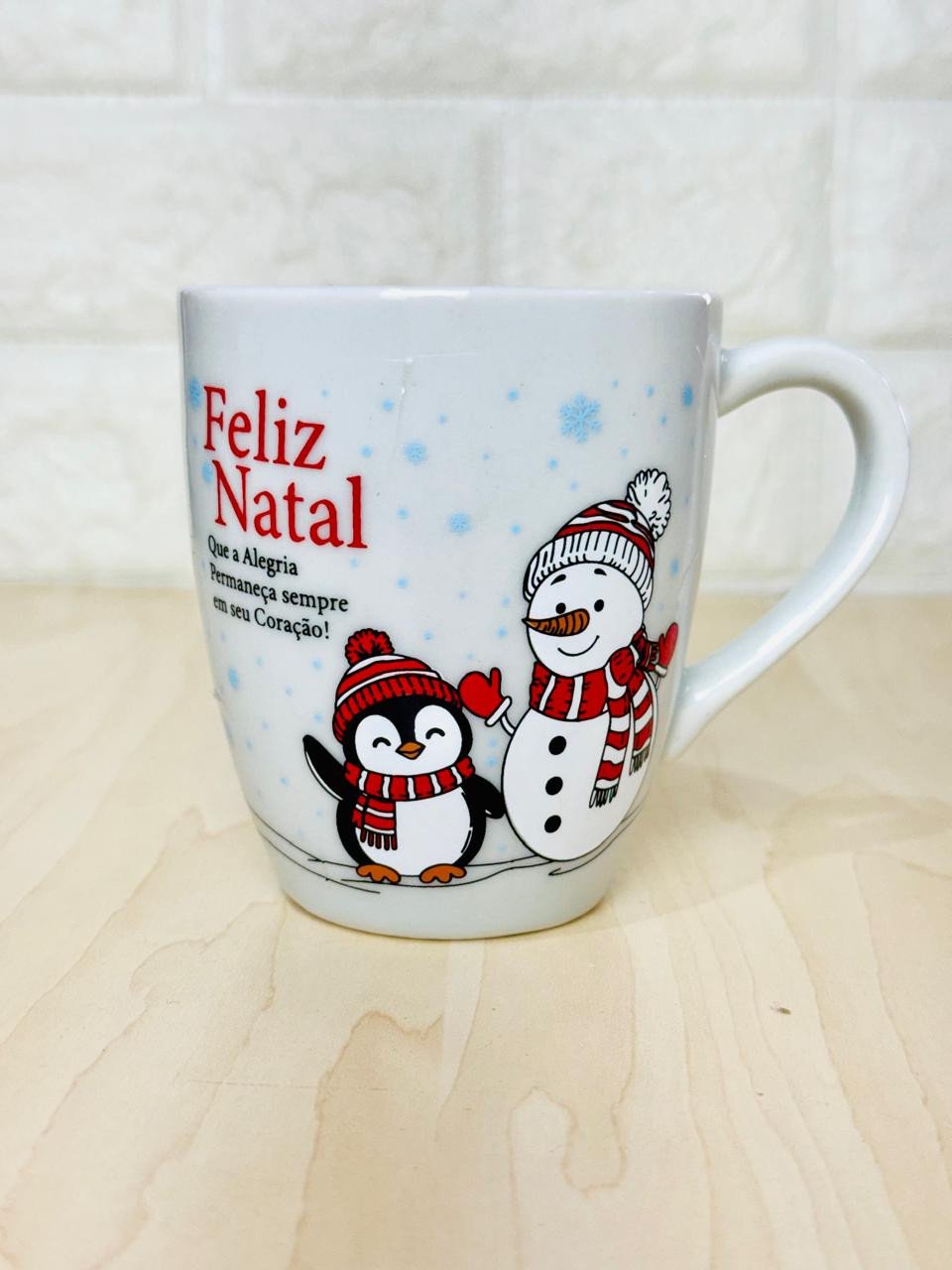 Caneca Glamour Branca Boneco de Neve