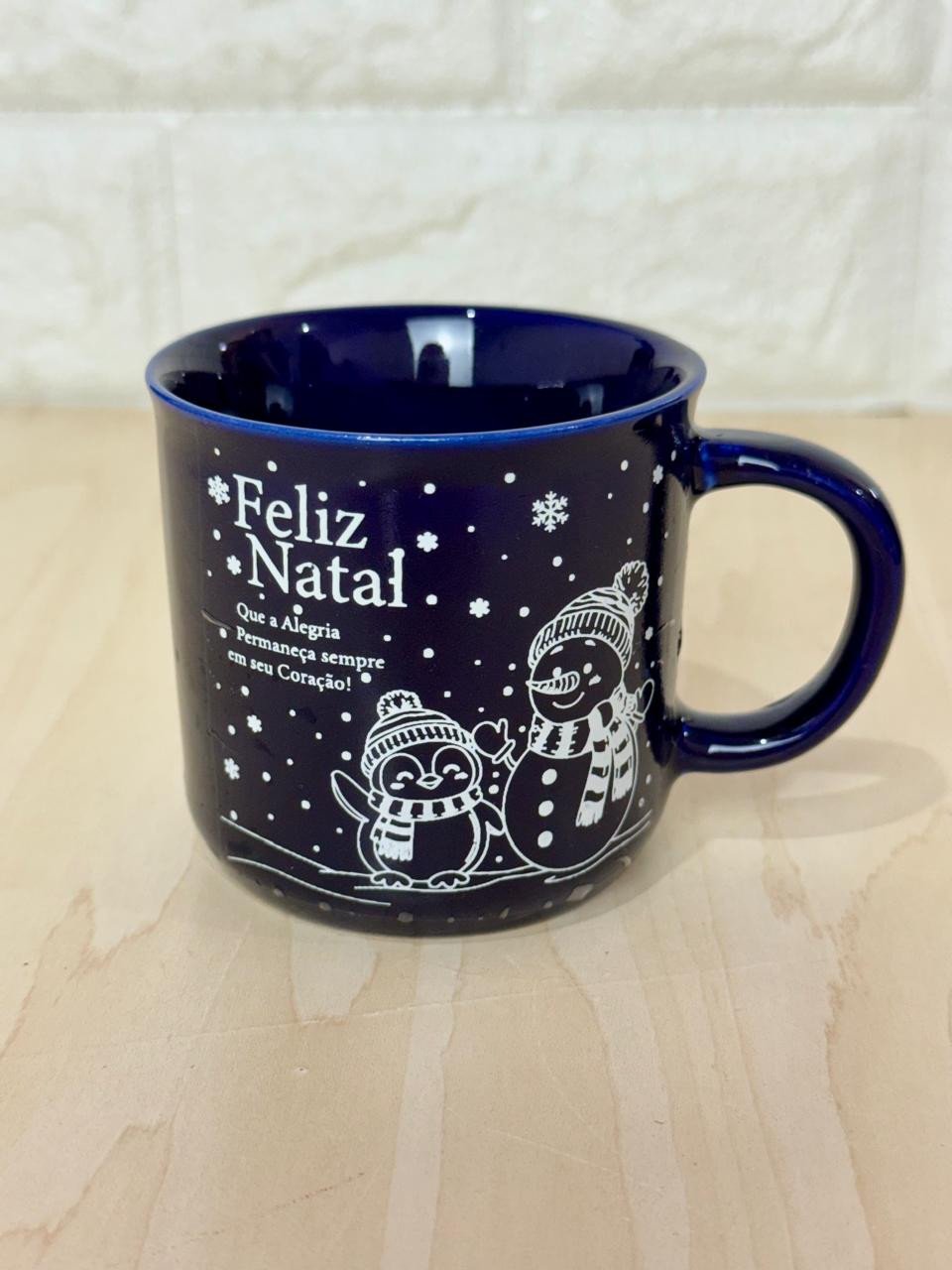 Caneca Ágatha Azul Cobalto Boneco de Neve