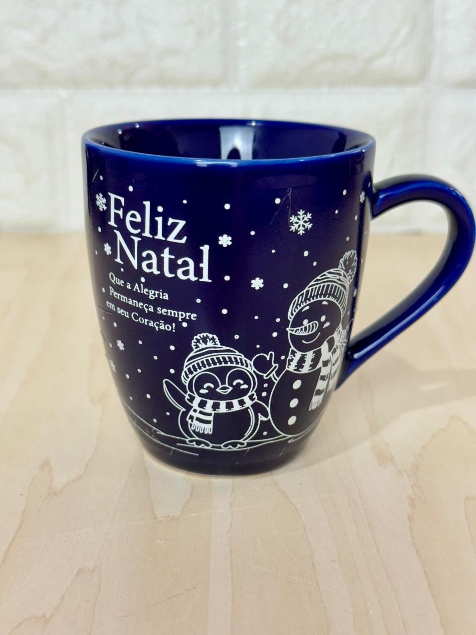 Caneca Glamour Azul Boneco de Neve