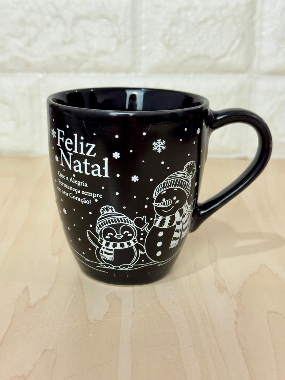 Caneca Glamour Preta Boneco de Neve