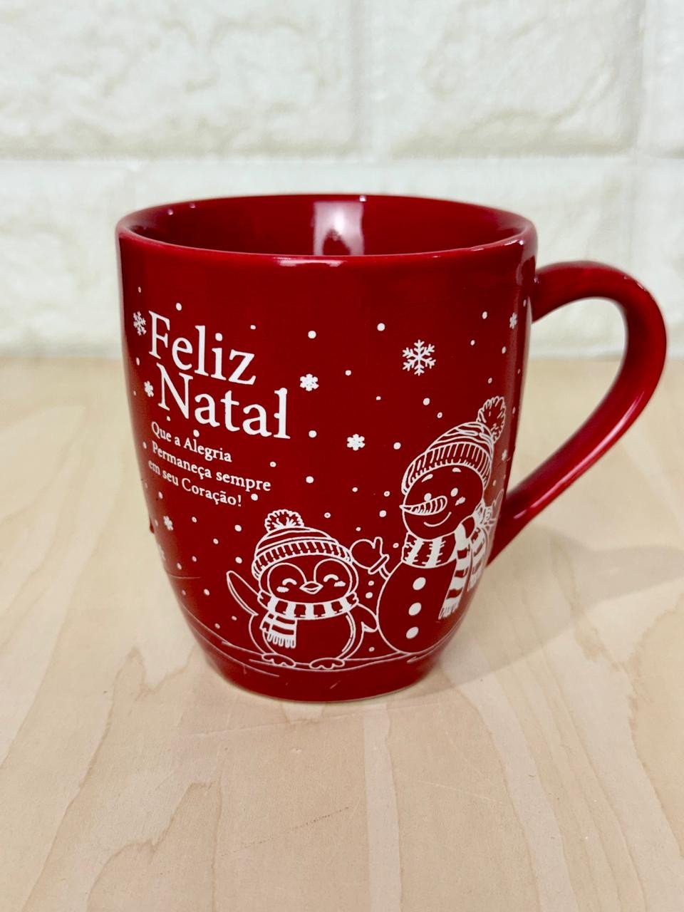 Caneca Glamour Vermelha Boneco de Neve