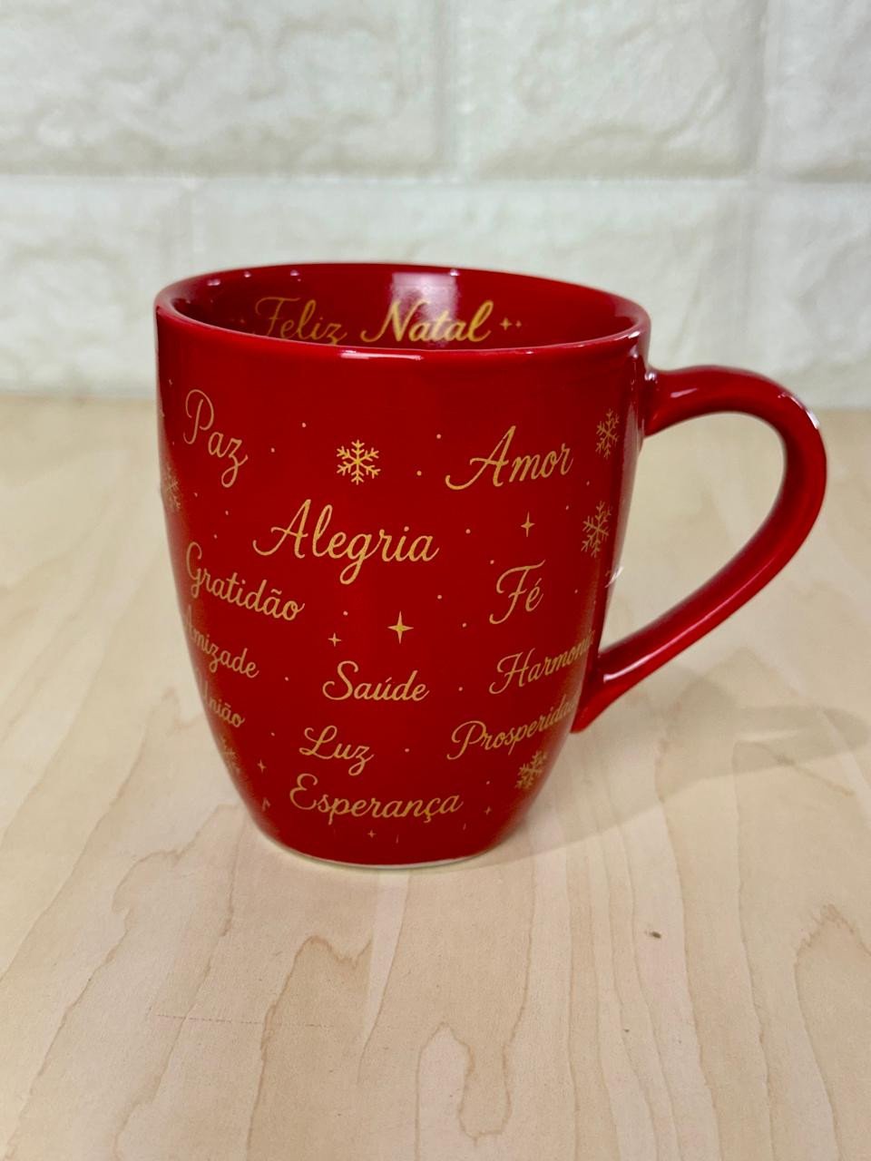 Caneca Glamour Vermelha Palavras Natalinas