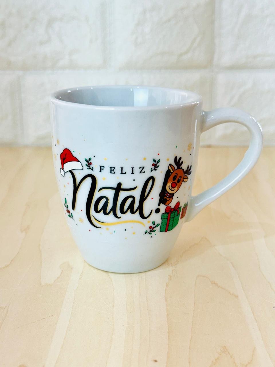 Caneca Glamour Branca Natal Gorro