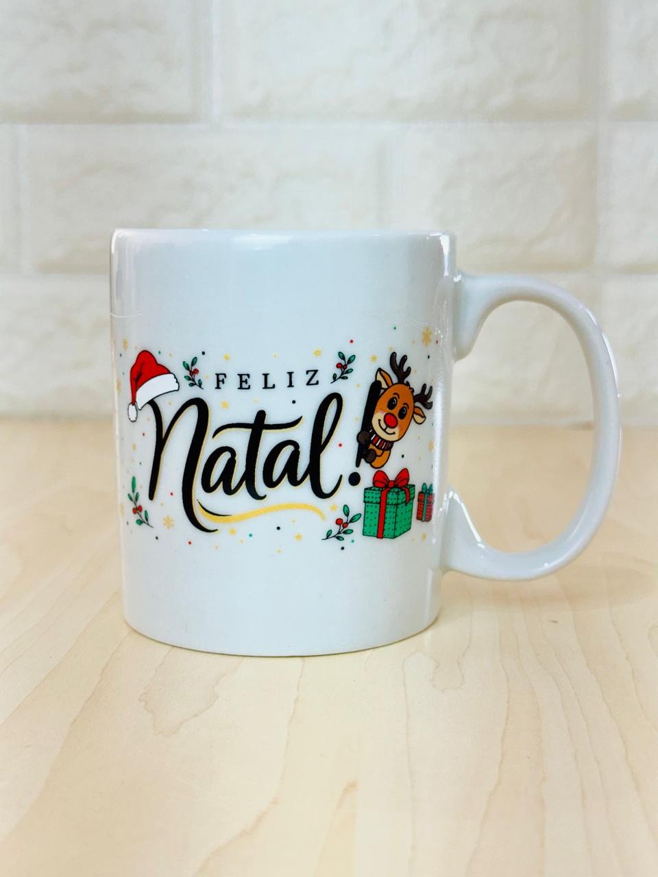 Caneca Aurora Branca Natal Gorro