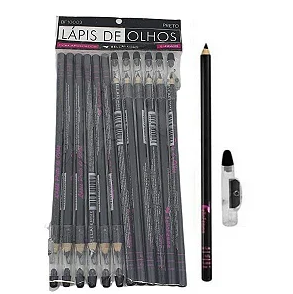 BF10003 - LAPIS DE OLHO PRETO C/ APONTADOR BELLA FEMME CT/ 12UN