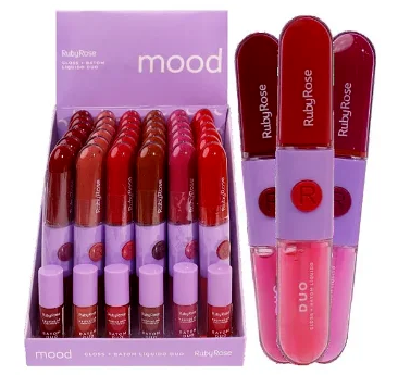 HB-F569-G2 - GLOSS BATOM LIQUIDO DUO MOOD RUBY ROSE BX/ 36UN