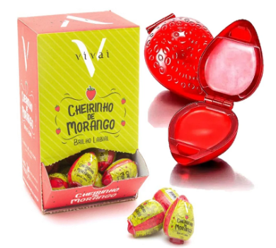 3061.1.5 - BRILHO LABIAL CHEIRINHO DE MORANGO VIVAI - BX/ 48UN