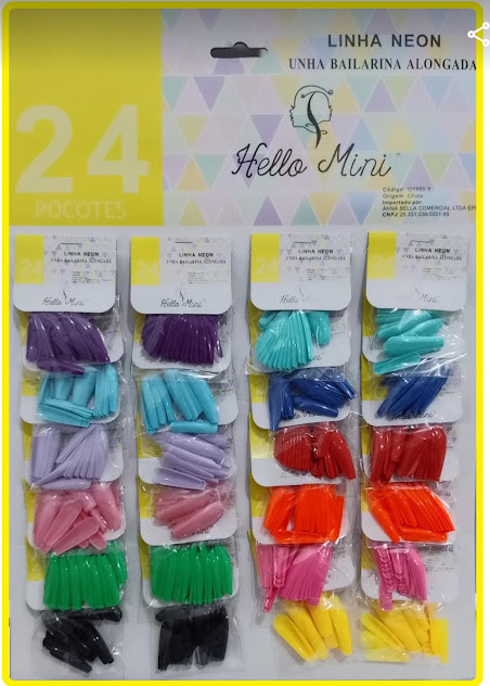 OY660-9 - UNHA BAILARINA ALONGADA NEON HELLO MINI CT/24UN