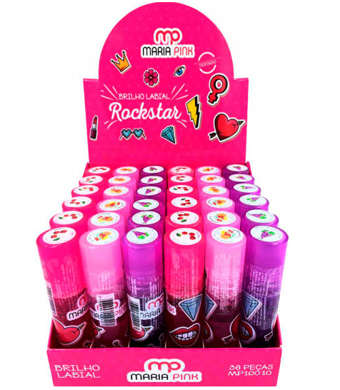 MP10010 BRILHO LABIAL ROCKSTAR MARIA PINK BX/ 36UN