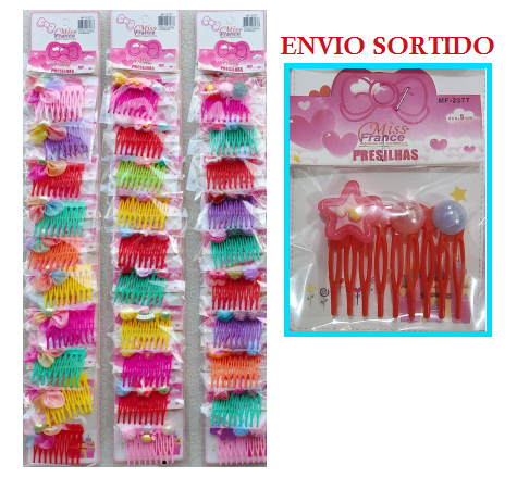 MF-2377 PRESILHA E GRAMPO PENTE 4,5CM MISS FRANCE CT/ 10 UN