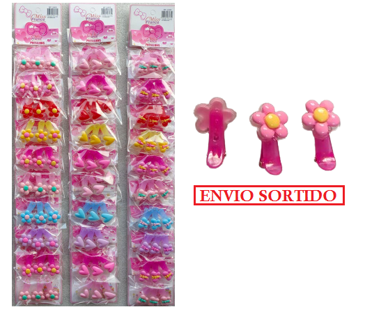 MF-2469 PRESILHAS 3CM COLORIDAS TIC TAC MISS FRANCE CART. C/ 10PCT