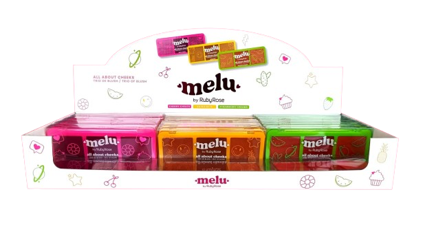 RR-1000 TRIO DE BLUSH E ILUMINADOR MELU BX/ 24 UNID 