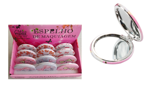 MF-3619 ESPELHO DE VIDRO PARA MAQUIAGEM MISS FRANCE BX/ 12 UN