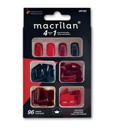 UK103 UNHAS POSTIÇAS MEDIA VERMELHA MACRILAN