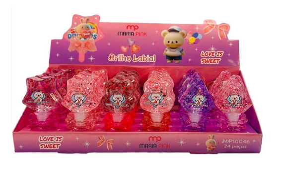 MP10046 BRILHO LABIAL URSINHO FELIZ BX/24 UN MARIA PINK
