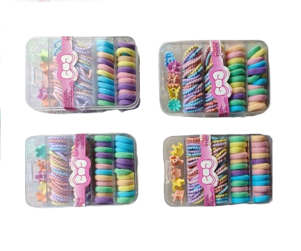 MF-2346 KIT 84 PCS MINI PIRANHA E ELASTICOS  P/ CABELO