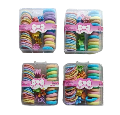 MF-2339 KIT 51 PCS MINI PRISILHA E ELÁSTICOS PARA O CABELO