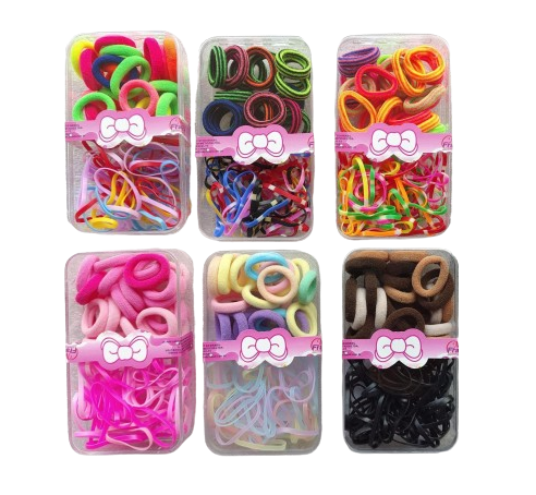 MF-2322 KIT 70 ELAST. COLORIDOS P/ CABELO RABICÓ E SILICONE (ENVIO SORTIDO)