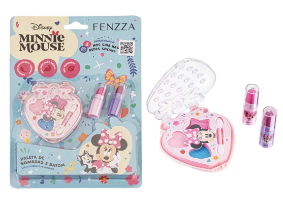 DIS023 PALETA DE SOMBRAS E BATOM MINNIE TEEN FENZZA