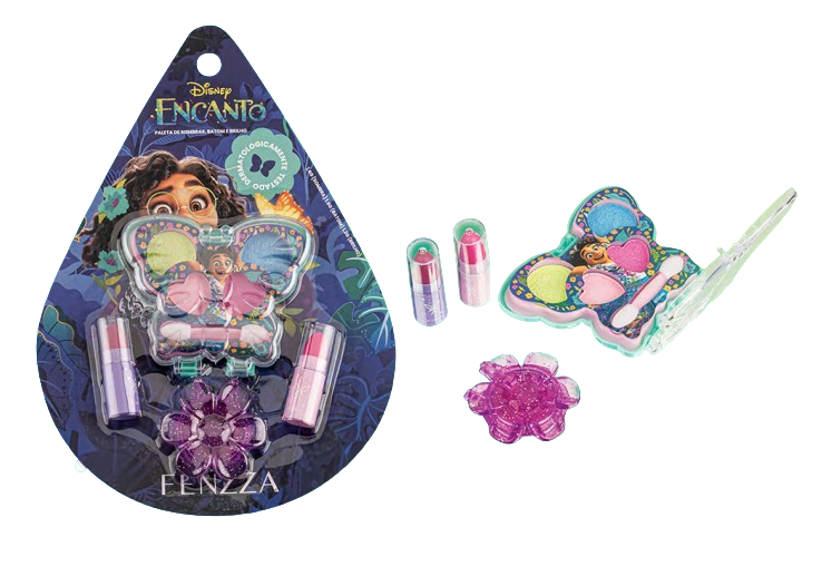 DIS017 PALETA DE SOMBRAS GLOSS E BATOM ENCANTO TEEN