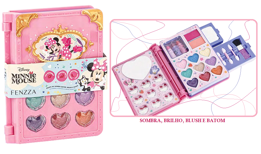 DIS315 KIT KIT MAQUIAGEM DE SOMBRA BRILHO MINNIE TEEN FENZZA