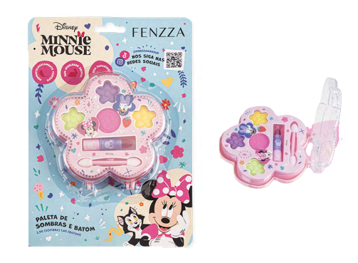 DIS002 PALETA DE SOMBRAS E BATOM MINNIE TEEN FENZZA