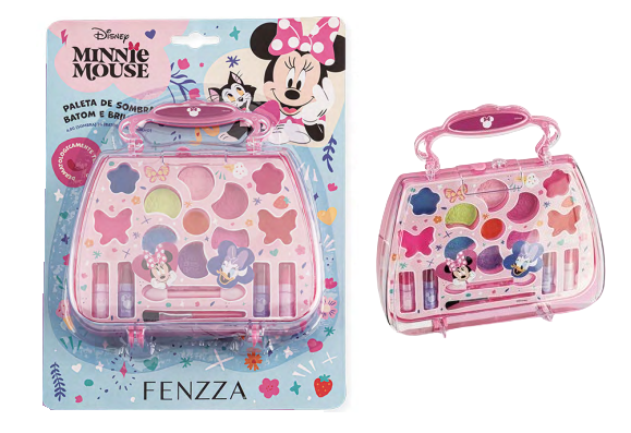 DIS009 PALETA DE SOMBRA GLOSS E BATOM MINNIE TEEN FENZZA