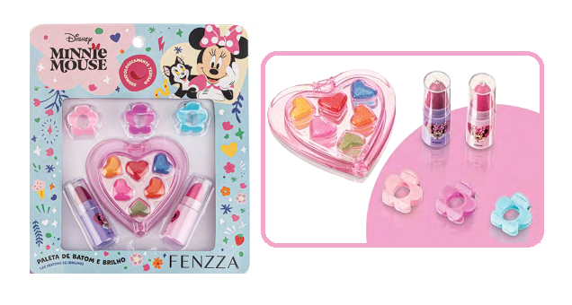 DIS044 PALETA DE BRILHO E BATOM MINNIE TEEN FENZZA