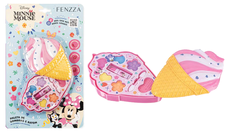 DIS056 PALETA DE SOMBRAS E BATOM MINNIE TEEN FENZZA