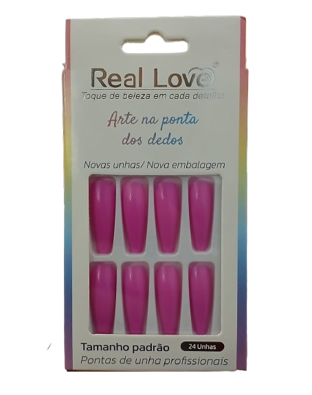 UN160G UNHA POSTIÇA DE PLASTICO C/ ADESIVO REAL LOVE
