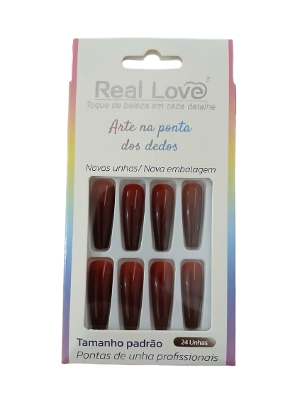 UN160D UNHA POSTIÇA DE PLASTICO C/ ADESIVO REAL LOVE