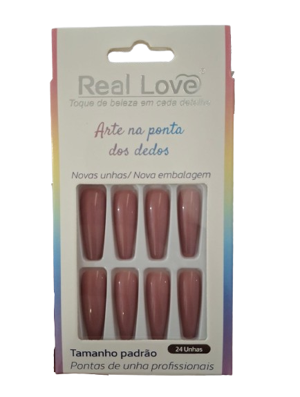 UN160Q UNHA POSTIÇA DE PLASTICO C/ ADESIVO REAL LOVE