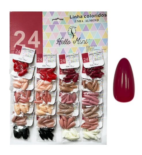 OY1184-8 UNHA POSTIÇA COLORIDA - ALMOND CT/24 UN HELLO MINI