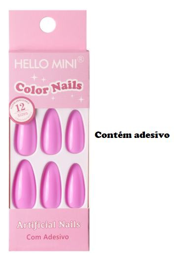 OY1410-14 UNHA POSTIÇA ALMOND C/12 UN HELLO MINI (COM ADESIVO)