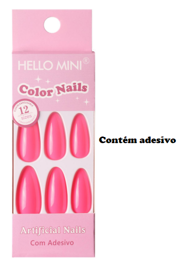 OY1410-16 UNHA POSTIÇA ALMOND C/12 UN HELLO MINI (COM ADESIVO)