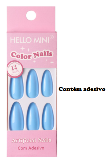 OY1410-17 UNHA POSTIÇA ALMOND C/12 UN HELLO MINI (COM ADESIVO)