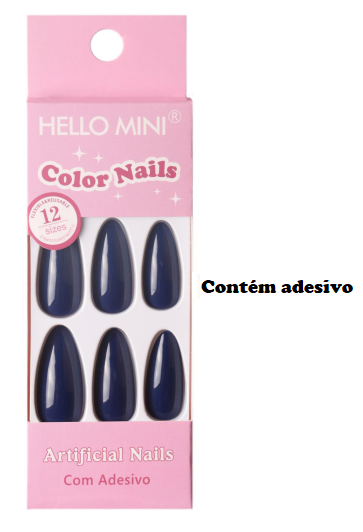 OY1410-18 UNHA POSTIÇA ALMOND C/12 UN HELLO MINI (COM ADESIVO)